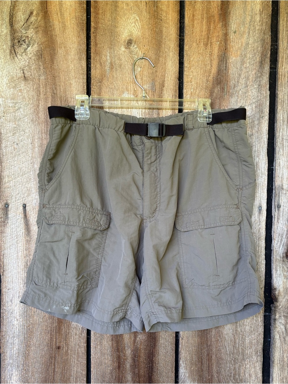 Royal Robbins Olive Nylon Cargo Hiking Shorts Men’s Large Belted Outdoor Travel